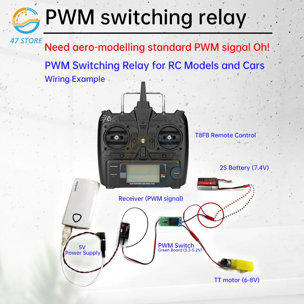 RC Model Aircraft Relay 5-12V PWM Switch Electronic Module Navigation Light Controller 1CH Relay Universal Switch DIY Parts