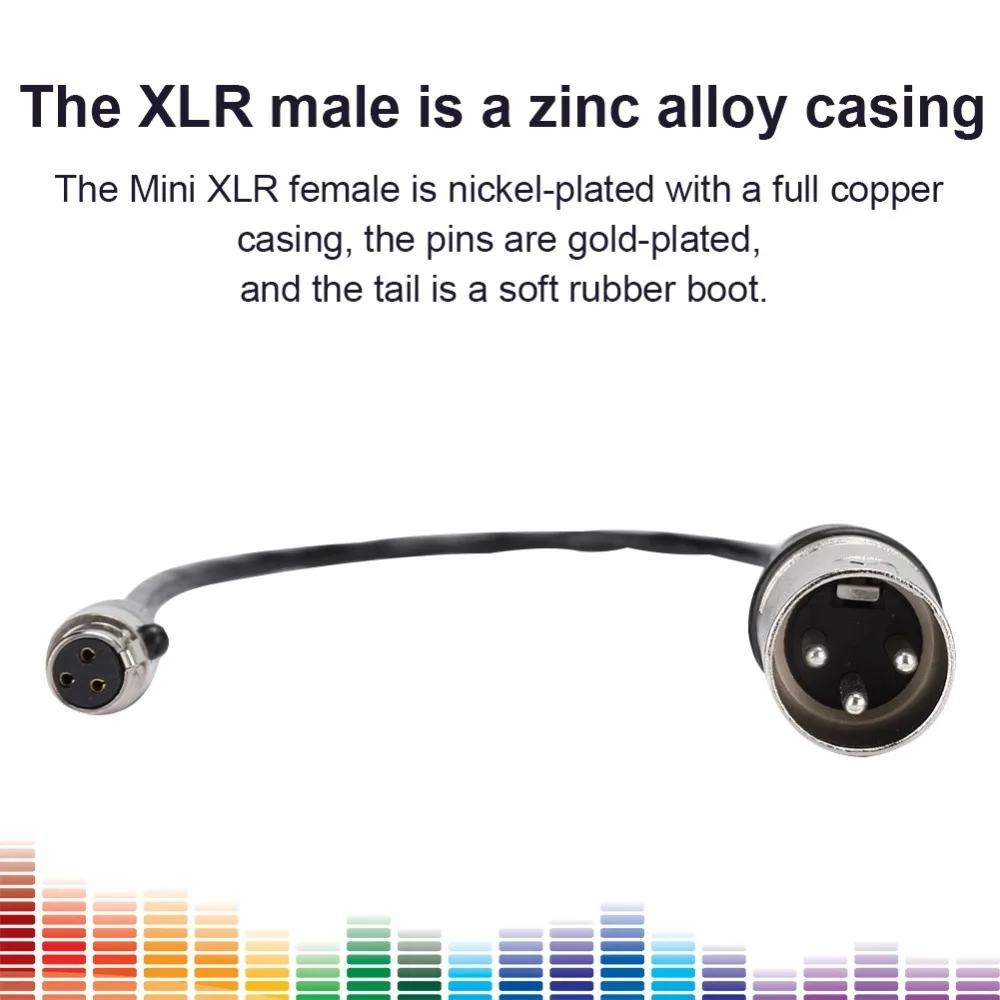 Full Copper Casing Mini XLR 3pin Female to XLR 3pin Male Cable 30cm / 11.8in XLR Audio Cable Microphone Audio Cable Daily Use