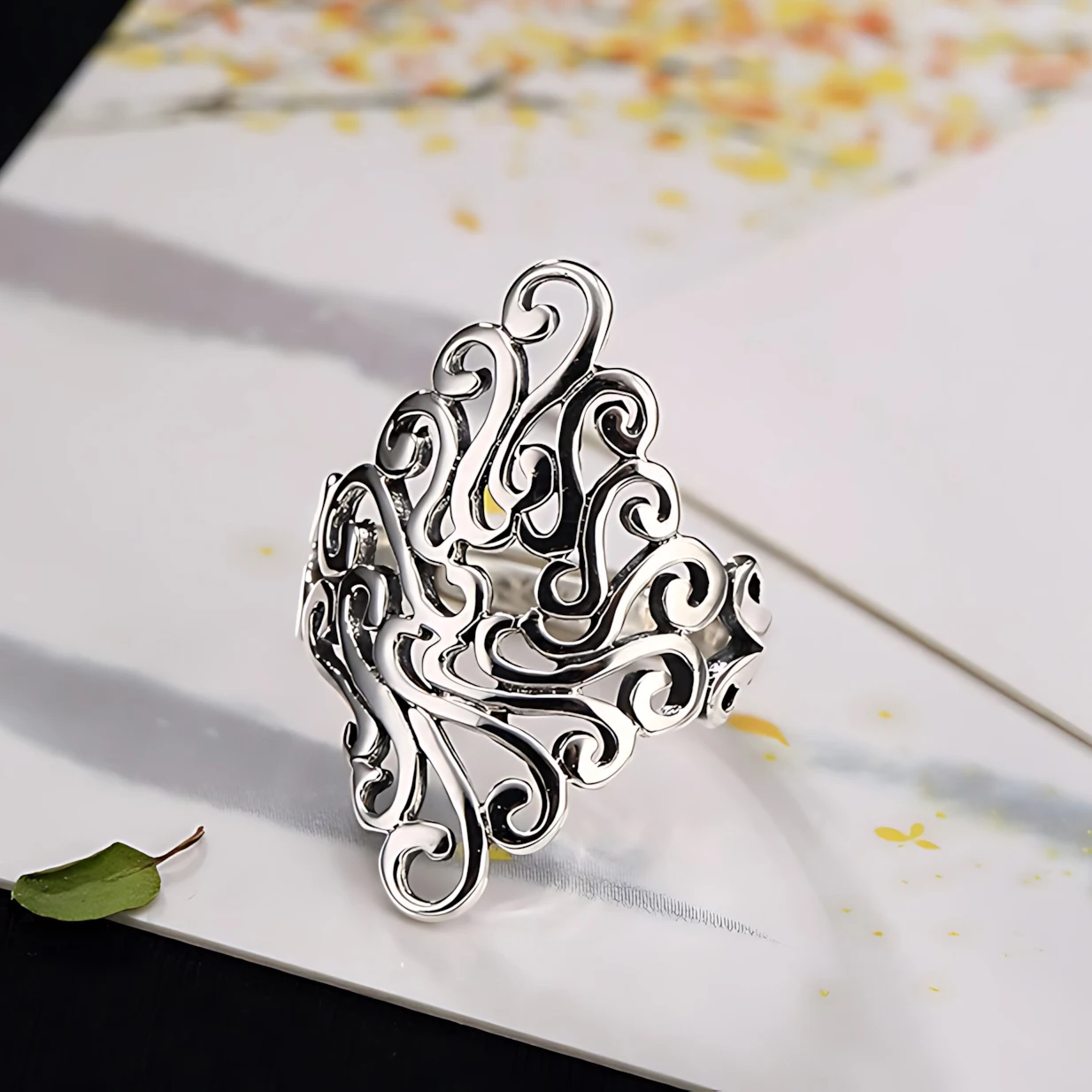 Women's 925 Sterling Silver Mask Ring, Vintage Punk Style