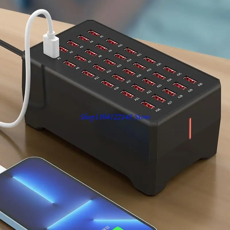 P9FA 30-Port USB Fast Charging Dock Station with Safe Protections for Travel Family Gatherings Schools Hotels