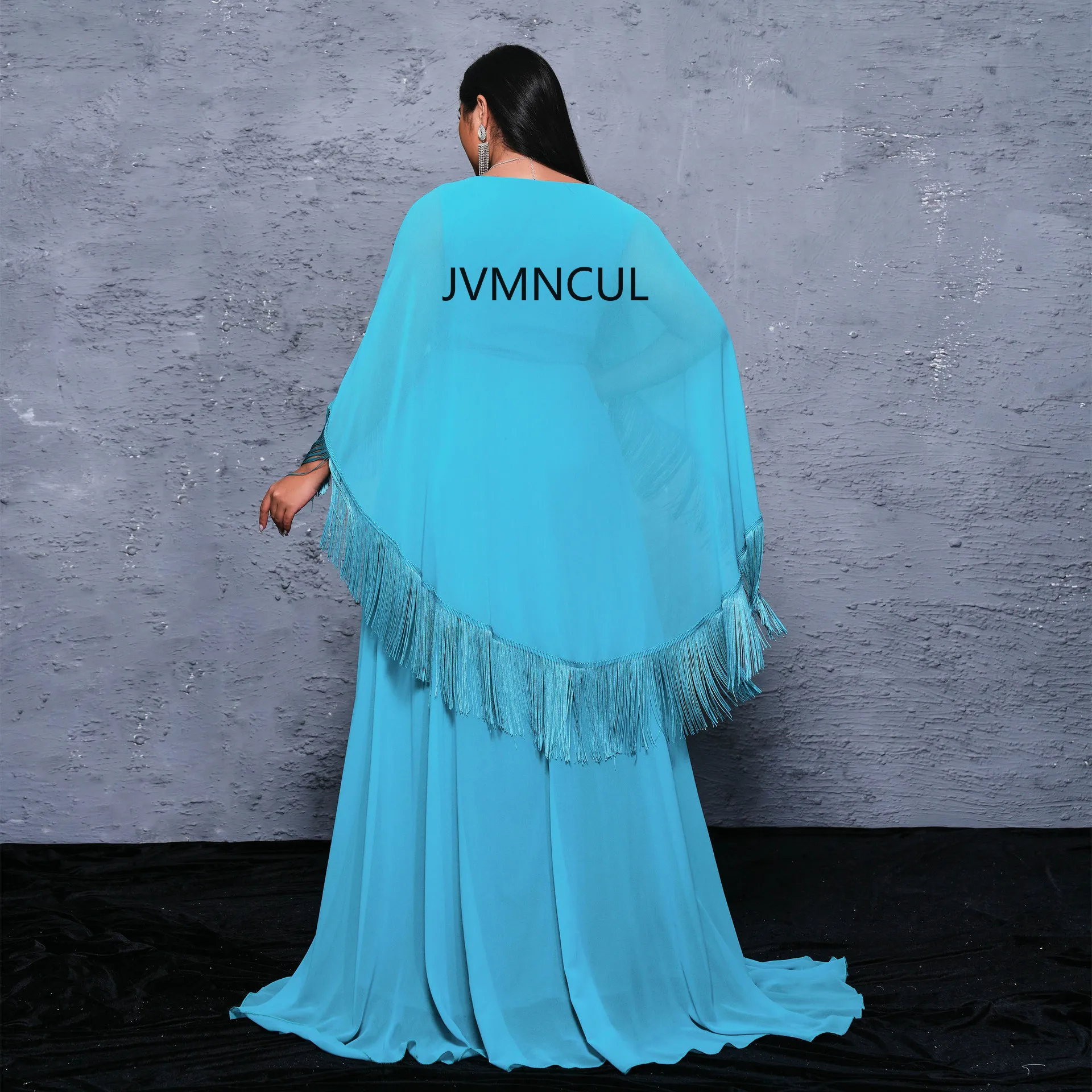 2025 European and American Style Big Size Formal Dress for Women, Long V-Neck Gown with Shawl, Sexy Evening Dress