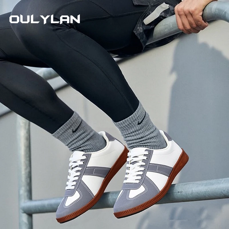 

Oulylan женские и мужские модные повседневные кроссовки 2025 из натуральной кожи с круглым носком, низкие дышащие прогулочные туфли, удобные