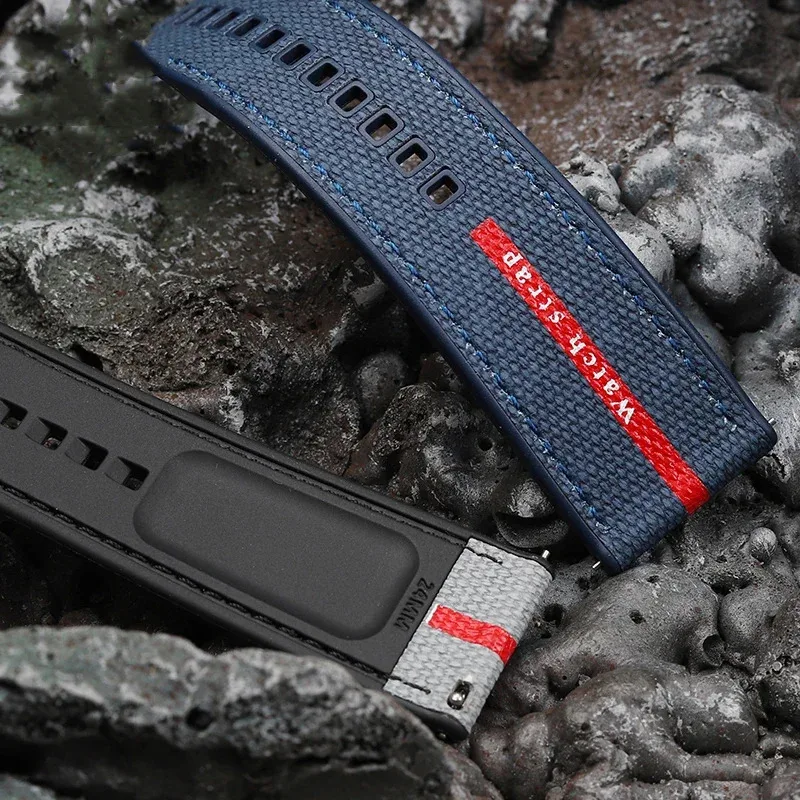 حزام ساعة مطاطي لبانيراي غاطسة لونا روسا PAM1466 PAM1391 PAM1565 الرجال حزام الساعات سوار إكسسوارات 22 مللي متر 26 مللي متر 24 مللي متر