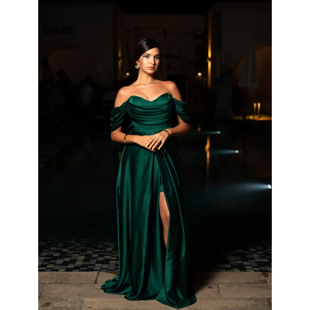 오프숄더 이브닝 드레스 여성 우아한 럭셔리 프롬 드레스 2025 맞춤 제작 A라인 민소매 웨딩 이브닝 드레스 파티