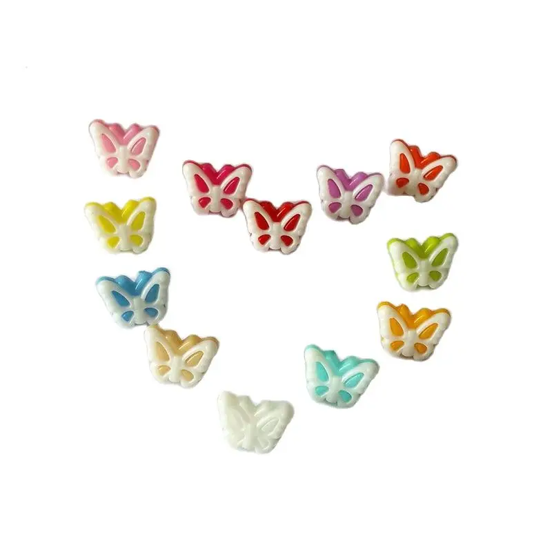 100pcs/lot butterfly Plastic Buttons sewing Cabochons Scrapbooking Cartoon plastic Decorative backhole buttons