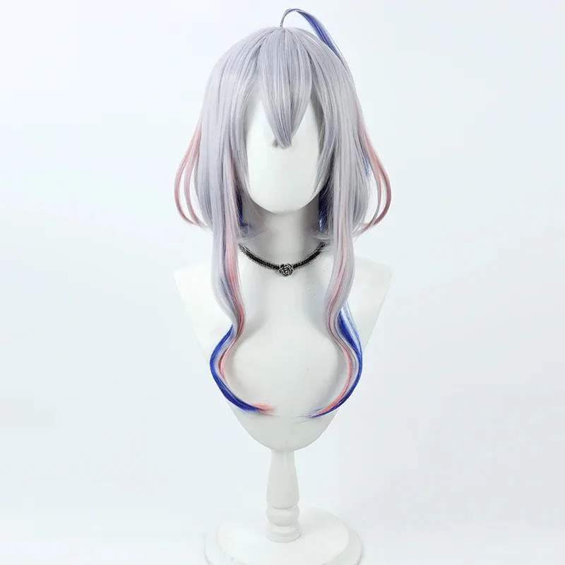 2025 12 Vtuber Amane Kanata تأثيري 55 سنتيمتر الفضة الأزرق مختلط الوردي مقاومة للحرارة الشعر الاصطناعية هالوين دور اللعب + شعر مستعار مجاني #5