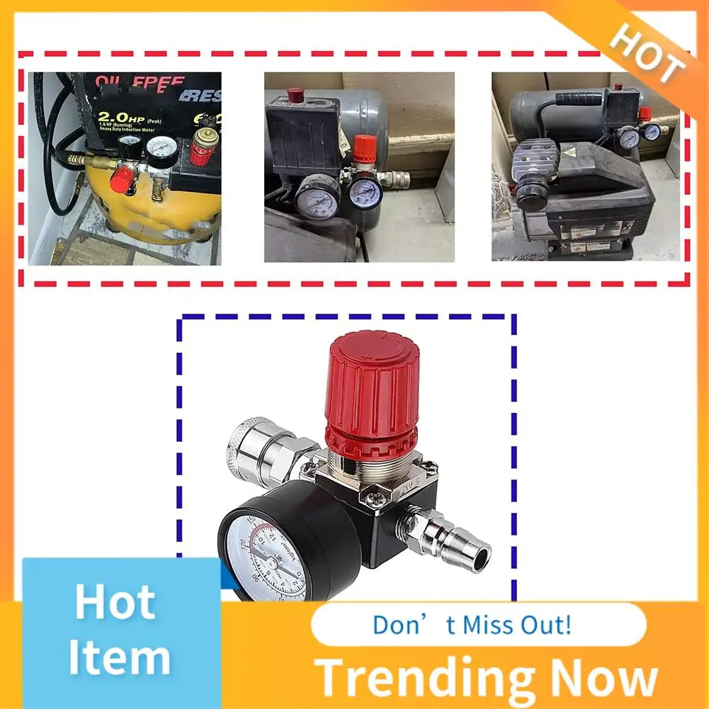 

Регулятор давления воздуха CMHI с циферблатным манометром, манометр воздуха 0–175 фунтов на квадратный дюйм для воздушных компрессоров и аэрографов (четырехходовой клапан)