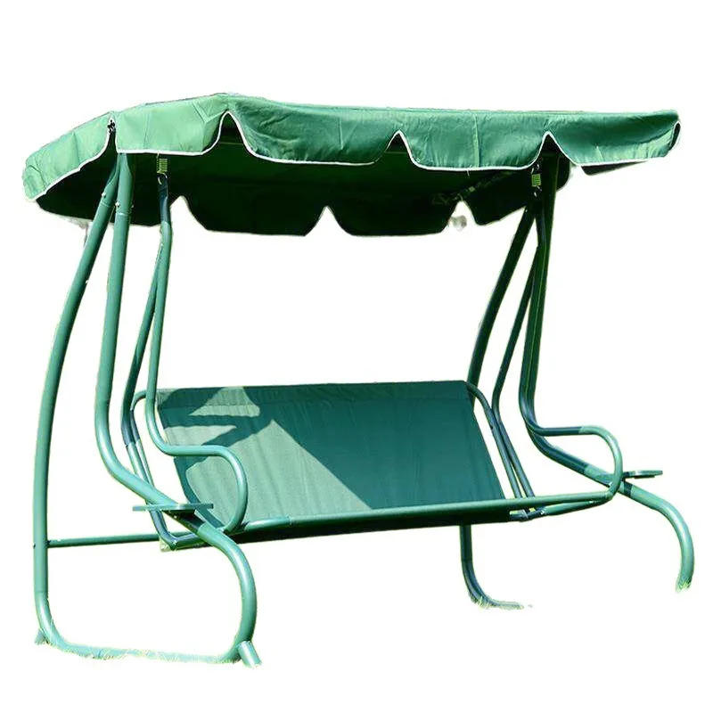 Outdoor swing, lying flat, outdoor balcony, courtyard garden, leisure rocking chair, three-person wrought iron swing