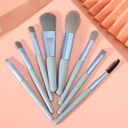 8Pcs Mini Makeup Brush Set Powder Blusher Eyeshadow Loose Powder Foundation Brushes Portable Cosmetics Applicators Make Up Tools