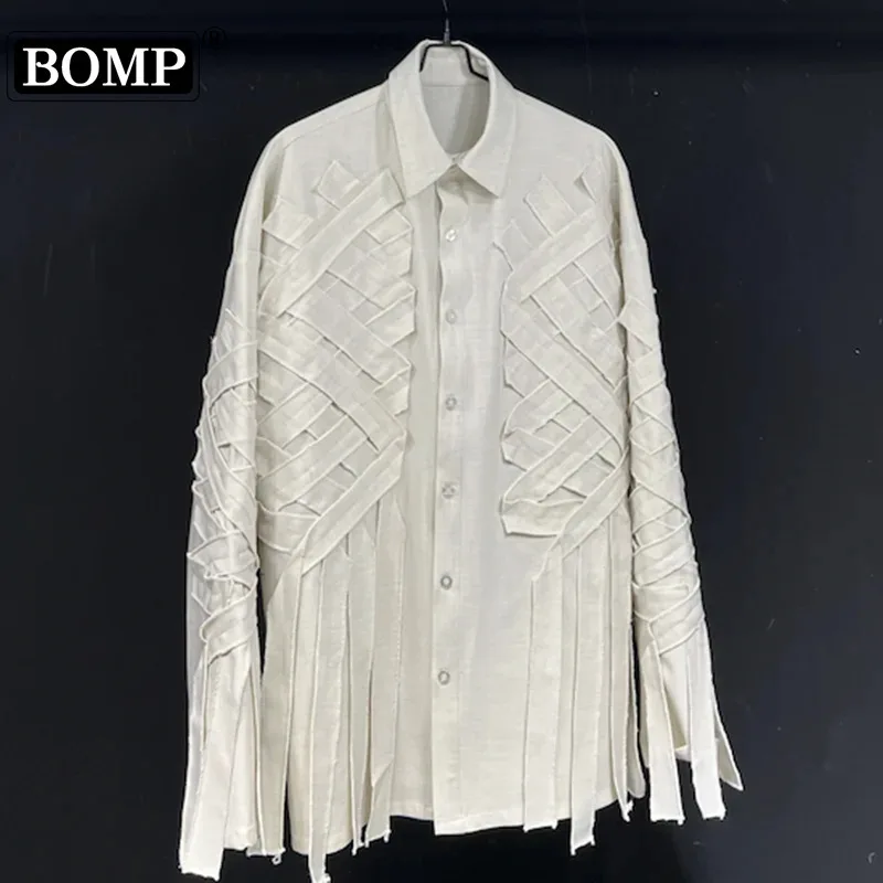 

BOMP Long Sleeved Non Ironing Solid Color Men's Shirts Haute Quality Turn-down Collar Loose Casual Button Tops Summer 21Z4309