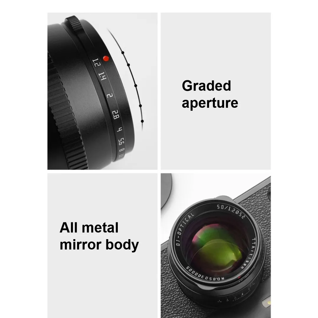 Lens | 50mm f1.2  Suitable for Sony E card port/Nikon Z port/Canon RF port/EF-M port/Fuji X/Panasonic Macro 4/3 system interface