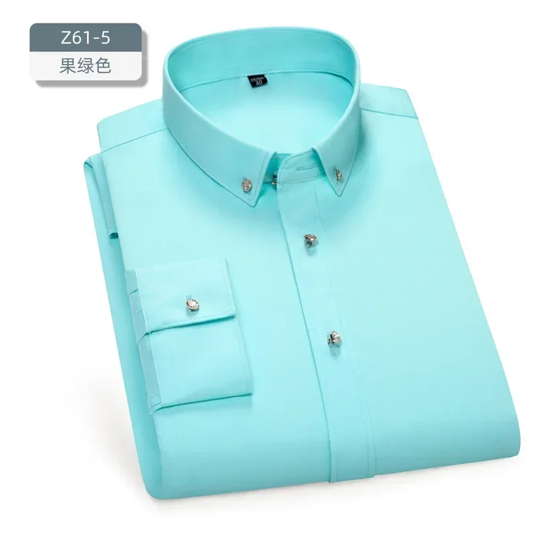 

Men's fashionable casual men's formal shirt Long sleeve fashionable business diamond button formal slim office work shirt