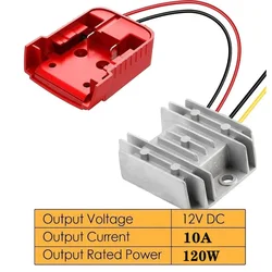 Regulador de voltaje reductor de CC 18V a cc 12V 10A 120W, convertidor Aadpter para Milwaukee, rueda de alimentaciรณn de baterรญa de iones de litio de 18V con interruptor