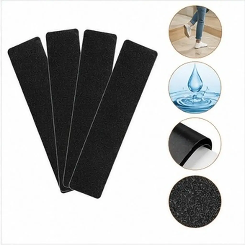 4 Pcs Antislip Outdoor Stairs Skid Tape for Steps High Traction Safety Adhesive Grip