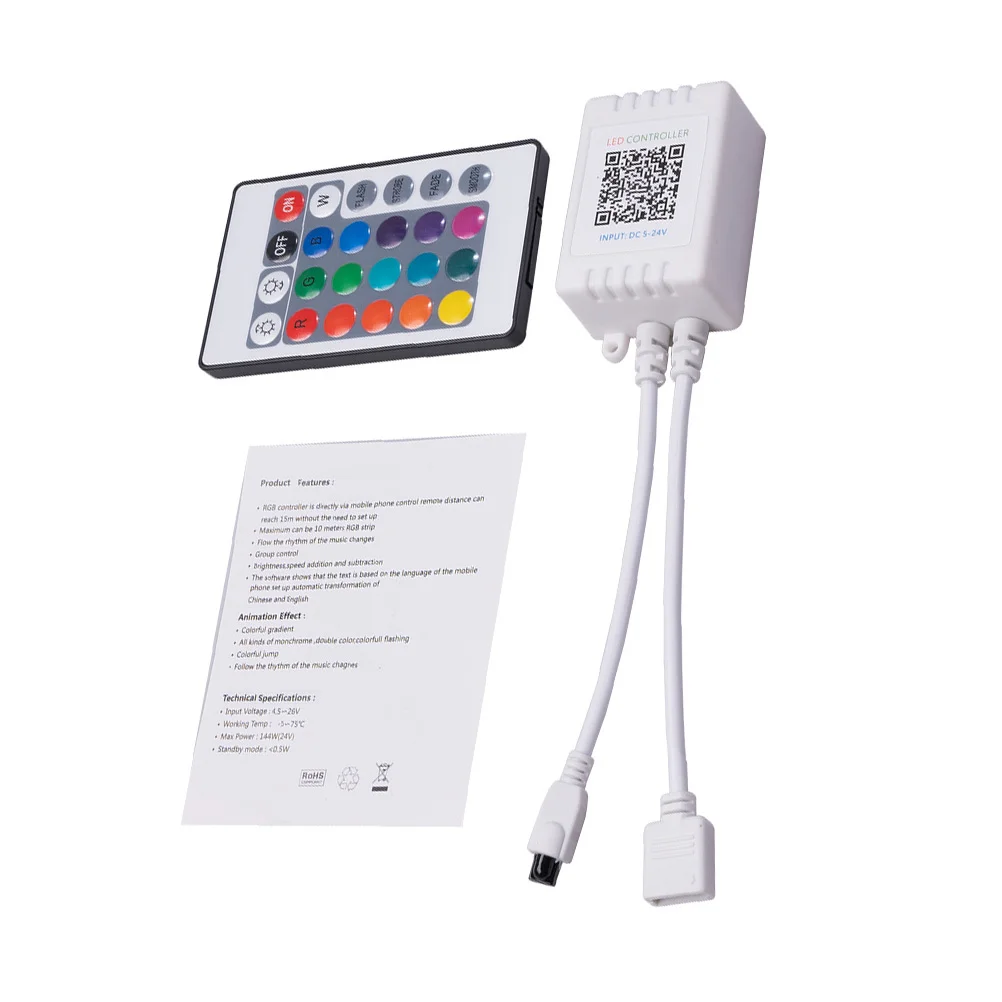 Control Remoto para Tira de Luces LED RGB, Receptor Inalámbrico, Control Móvil, Brillo Ajustable, Tira de Luz LED con Gradiente
