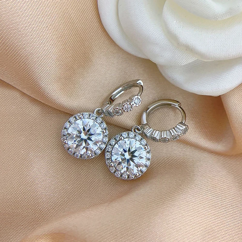 JoyceJelly 1ct colorful Moissanite Round Cut VVS D-color 925 Sterling Silver Earrings For Female Luxury Wedding Ear Jewelry