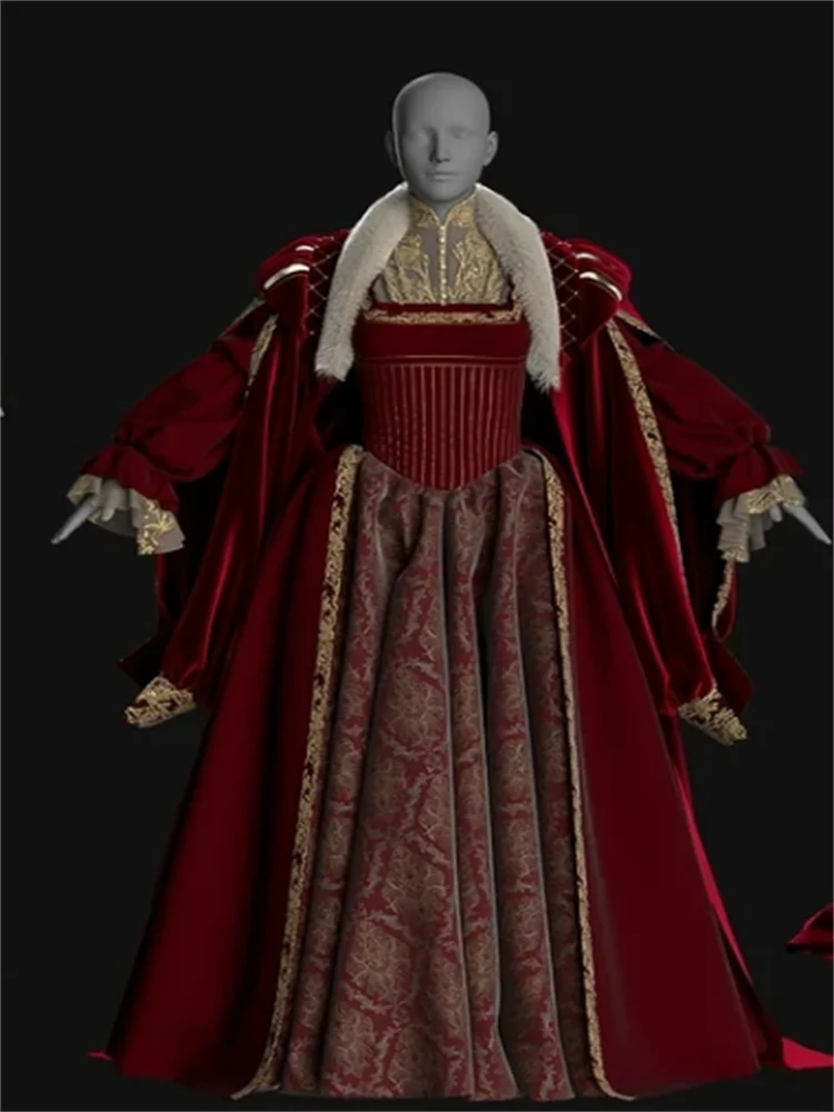 Tudor Elizabeth Queen rode fluwelen jurk Renaissance theater re-enactment baljurk op maat gemaakt