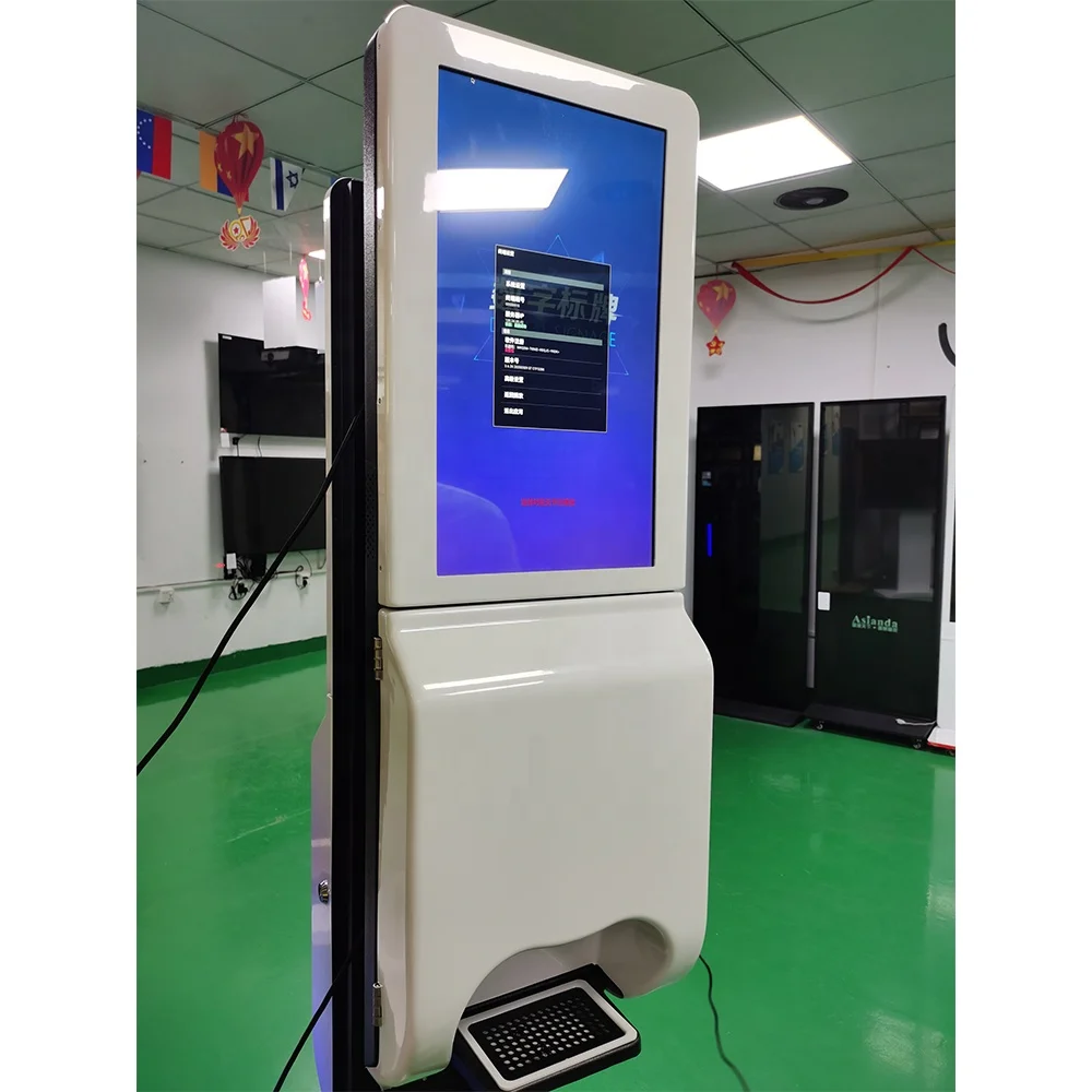 21.5 Inch Floor Standing Advertising Kiosk 1920x1080 Hd Display Digital Signage With hand Sanitizer Spray Dispenser