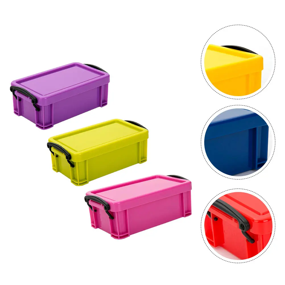 

3pcs Mini Handheld Storage Plastic Organizer Home Sundries Box Desk Small Items Container Household Box