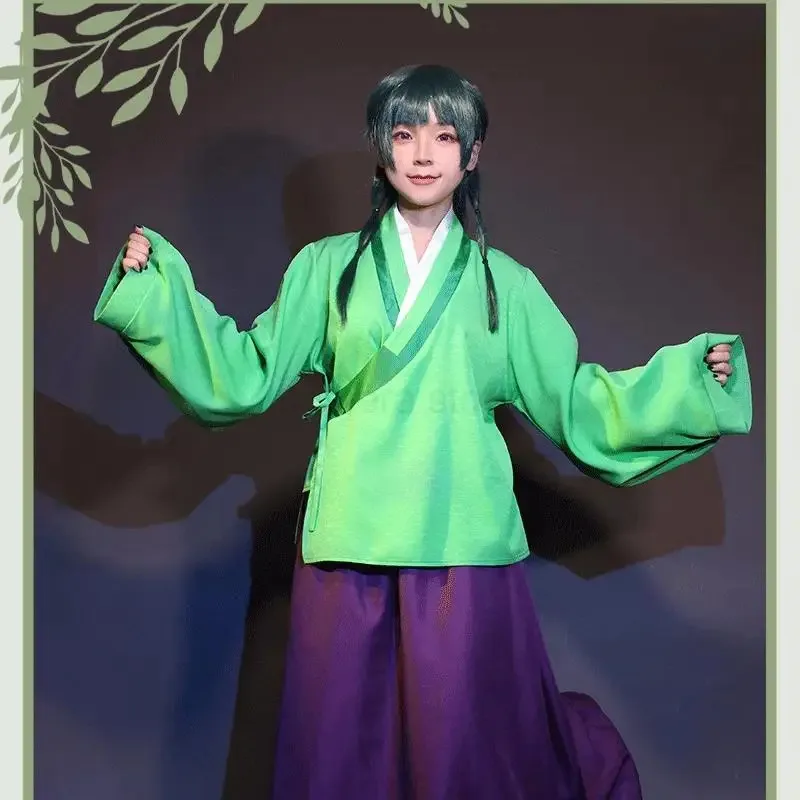 New 2025 Maomao Cosplay Costume Wig Anime The Apothecary Diaries Green Top Purple Skirt Uniform Kusuriya No Hitorigoto Hal ★AA9X