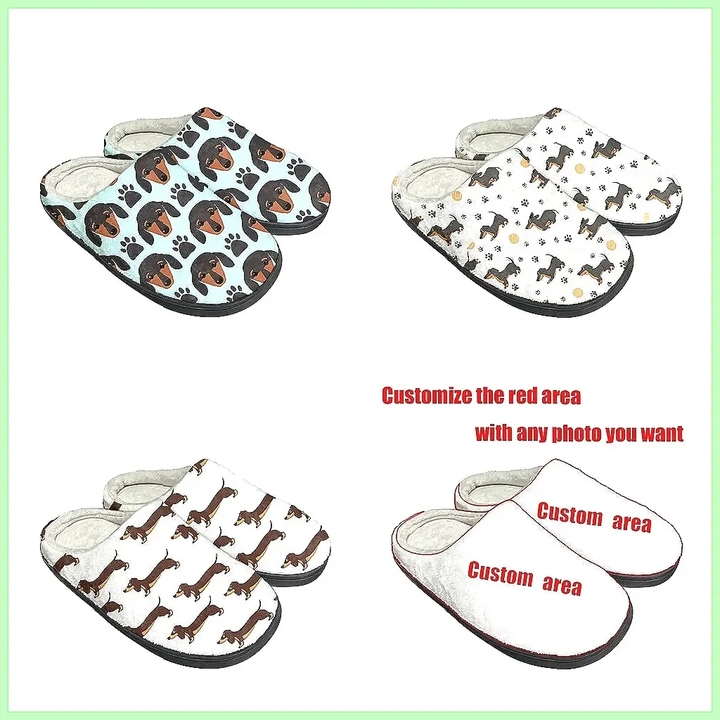 

Милые плюшевые тапочки-дакшунды для мужчин и женщин, теплые флисовые домашние тапочки, нескользящие домашние сандалии
