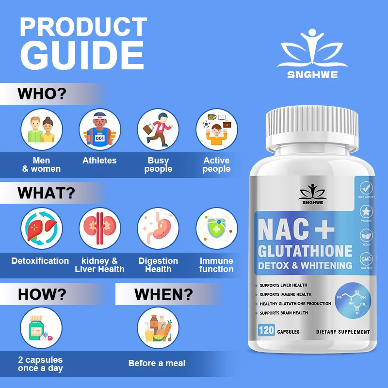 Suplemento Avançado Complexo NAC - Com L-Glutatione 500mg Cápsulas de Vitamina - Para a Saúde de Limpeza Pulmonar, Desintoxicação Renal, Cérebro & Suplemento Respiratório