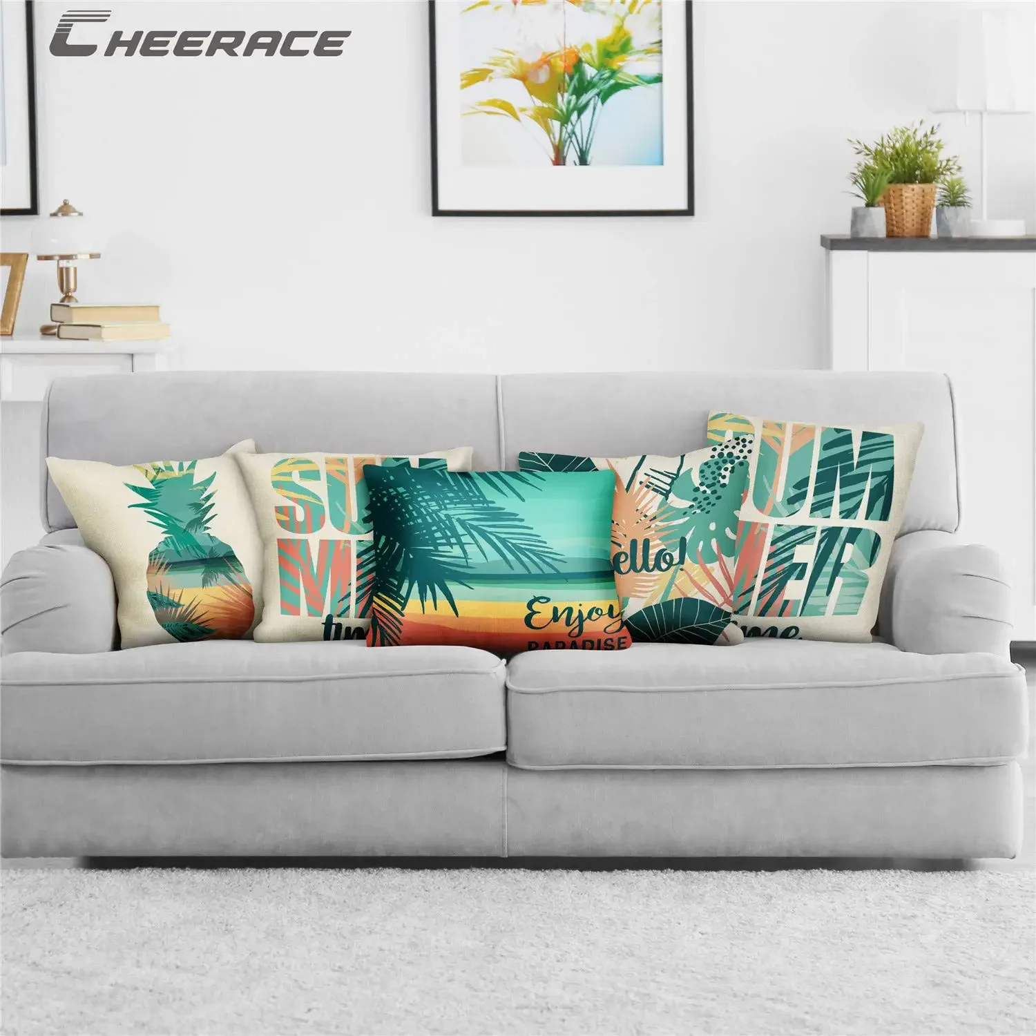 Tropical plants beach silhouette linen pillowcase sofa cushion cover home decoration can be customized for you 40x40 50x50 60x60