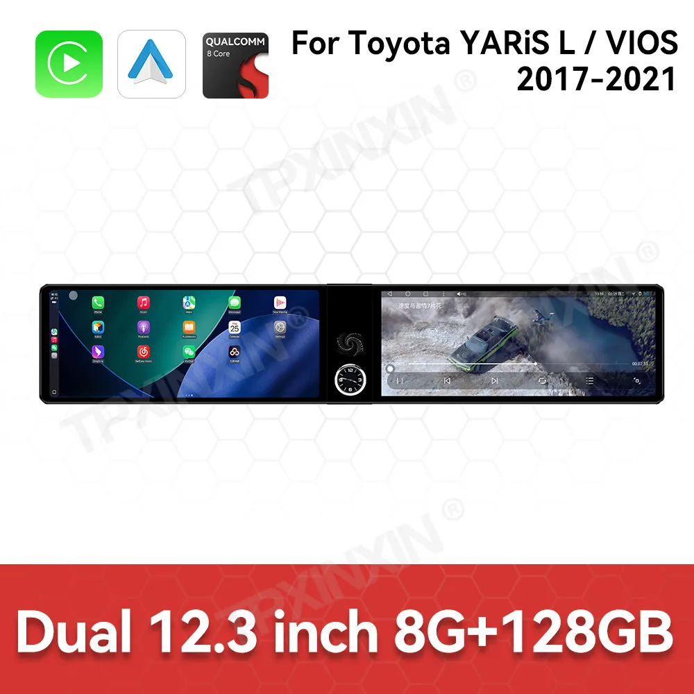 

12,3-дюймовый автомобильный радиоприемник для Toyota YARiS L VIOS 2017-2021 с Android Auto, GPS-навигацией, мультимедиа и стереосистемой