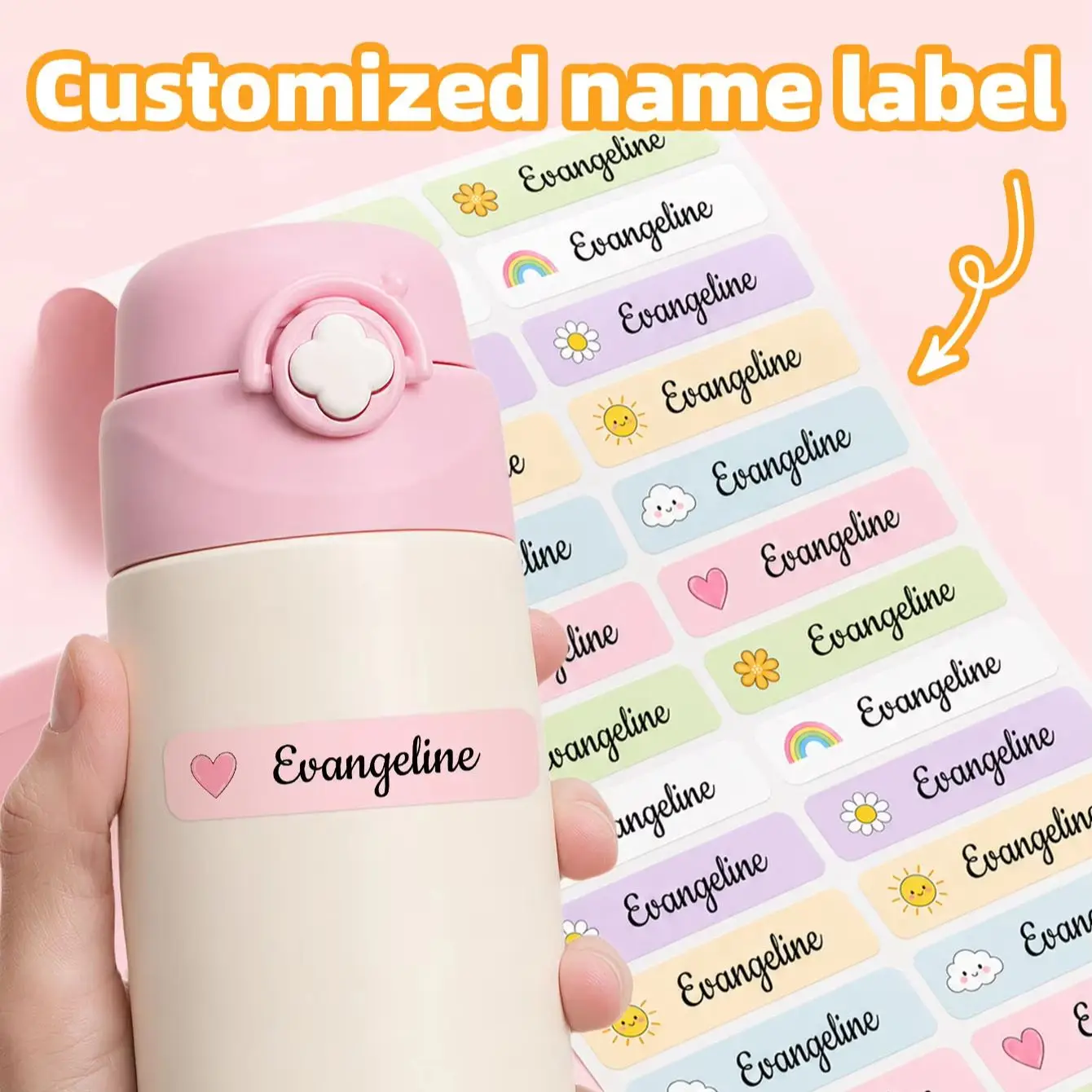 1-300PCS Custom Personalized Name Stickers, Waterproof Name Labels for Suitcases, Candy Jars, Chargers, Boxes, Storage Bins view 3