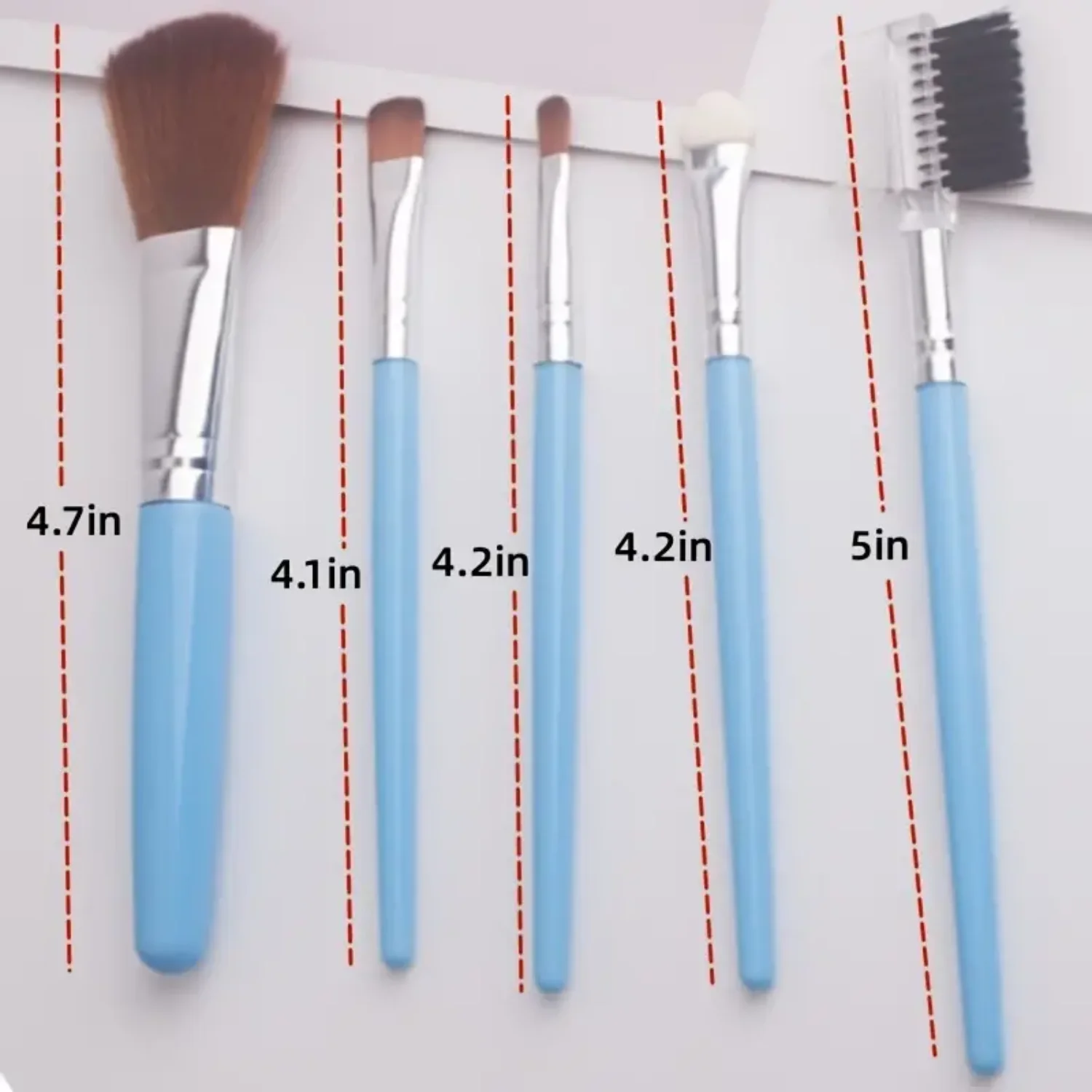 Set di 5 pennelli per trucco per donna-viso, ombretto, polvere, fondotinta, strumenti cosmetici per fard, Kit di bellezza ideale per occhi da donna