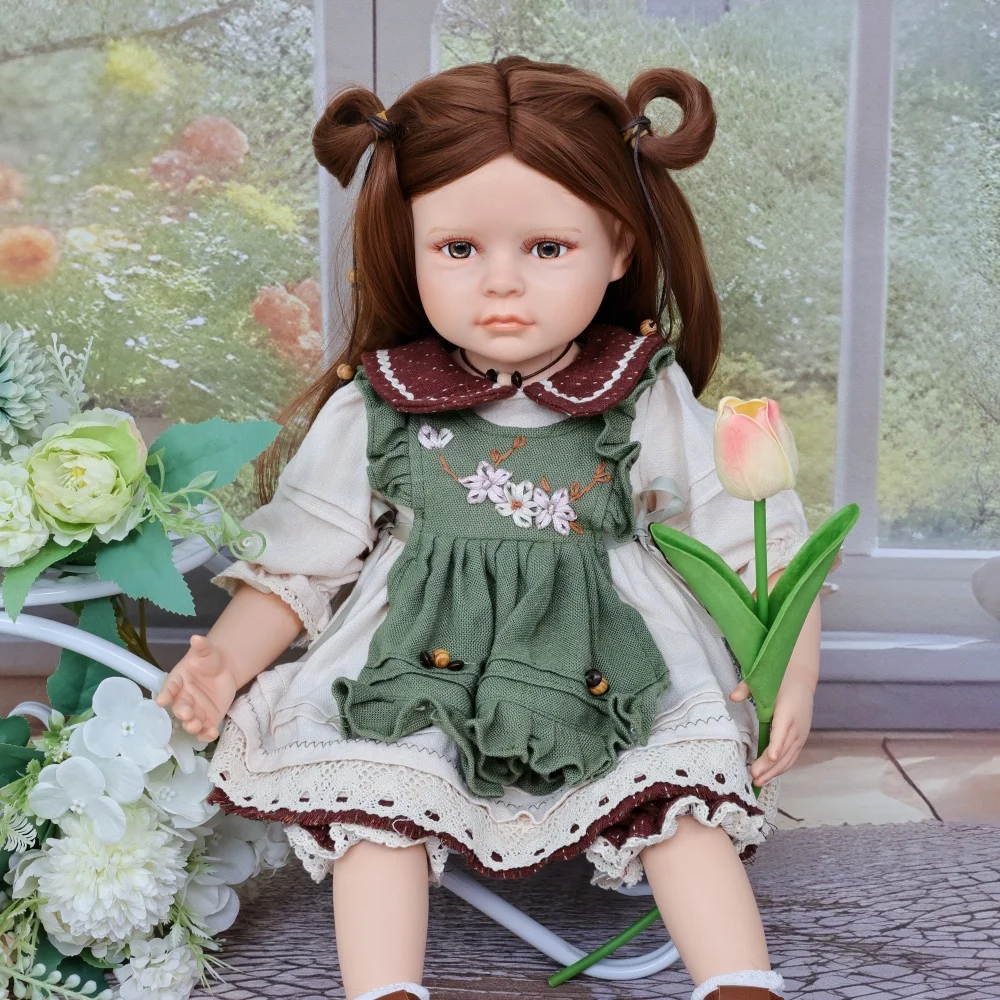 Cloveray boneca de porcelana realista original, 22 polegadas, estilo retrô europeu, boneca de cerâmica sentada, arte colecionável de alta qualidade