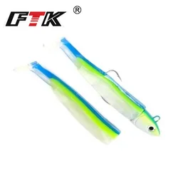 FTK Silicone Baits Soft Fishing Lure Black Minnow 5g 12g 25g Jig Head With Crank Hook Artificial Bait 3D Eyes Wobblers Bass Pike