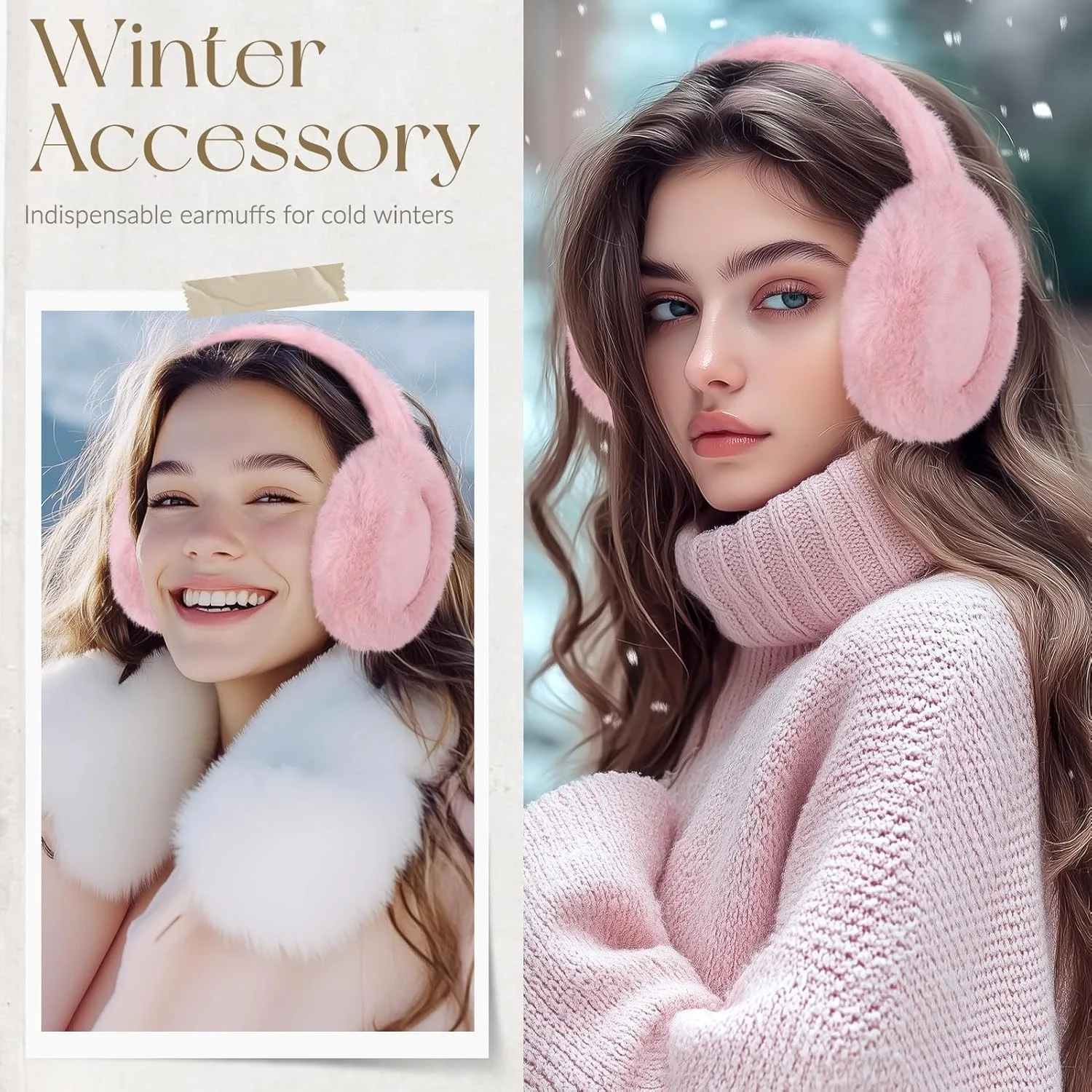 Women Suede Plush Earmuffs Wool Solid Plush Warm Outdoor Skiing Cycling Windproof Cold-Proo Winter Fluffy Ear Muffs Earflap