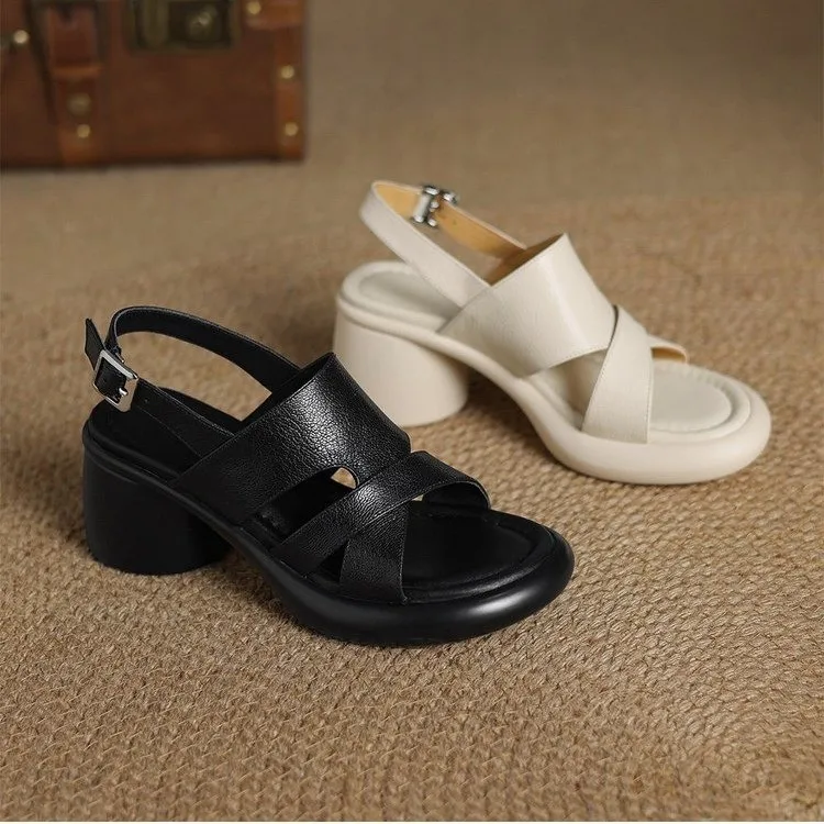 Women's Fashionable One-line Buckle Design Casual Open-toe Sandals Summer New Skin-friendly Soft Comfortable High-heeled Sandals
