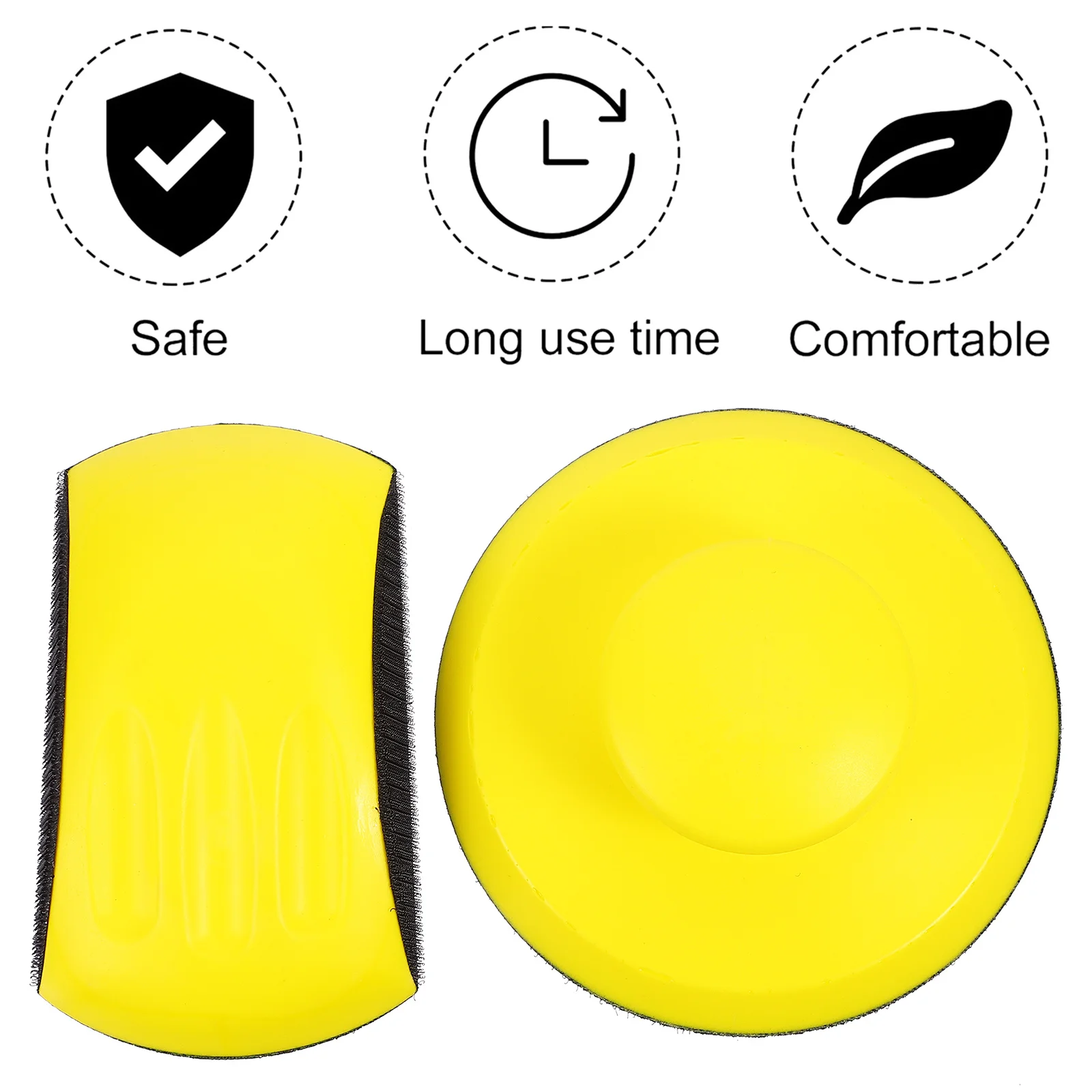 Disco de polimento de espuma pu, 2 peças, rebolo manual amarelo para refinamento de móveis, gancho e laço, disco de espuma pu