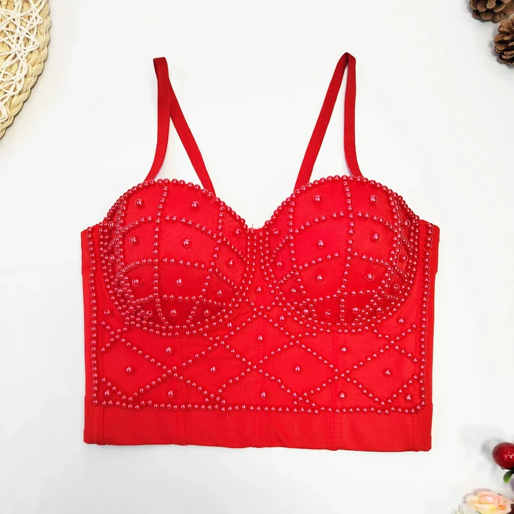 Sexy Stage Show Corset Party Club Sequin Rhinestone Fashion Tank Tops Women Clothing Y2k Clothes Streetwear Casual Vintage