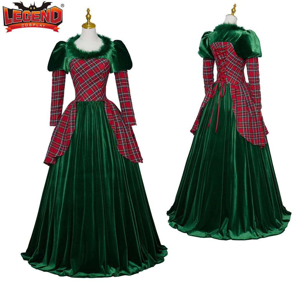 

Tartan Christmas Dress Ball Gown Women vintage Victorian Gothic Steampunk Green Red Plaid Holiday scottish Christmas Party Dress