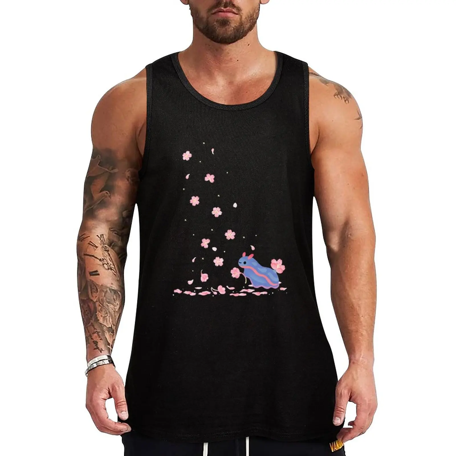 

New Cherry blossom slug Tank Top Male clothes Men's sports t-shirt T-shirt male