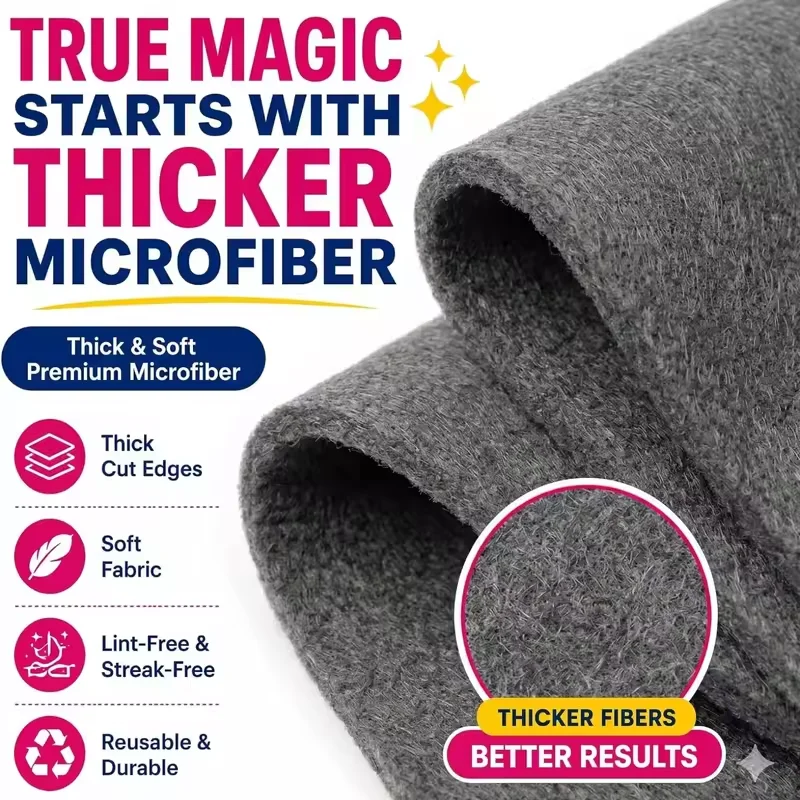 6pcs Genie Magic Cleaning Cloth Microfiber Cleaning Cloths Reusable Thickened for Glass  Window  Kitchen Housework Stainless Ste