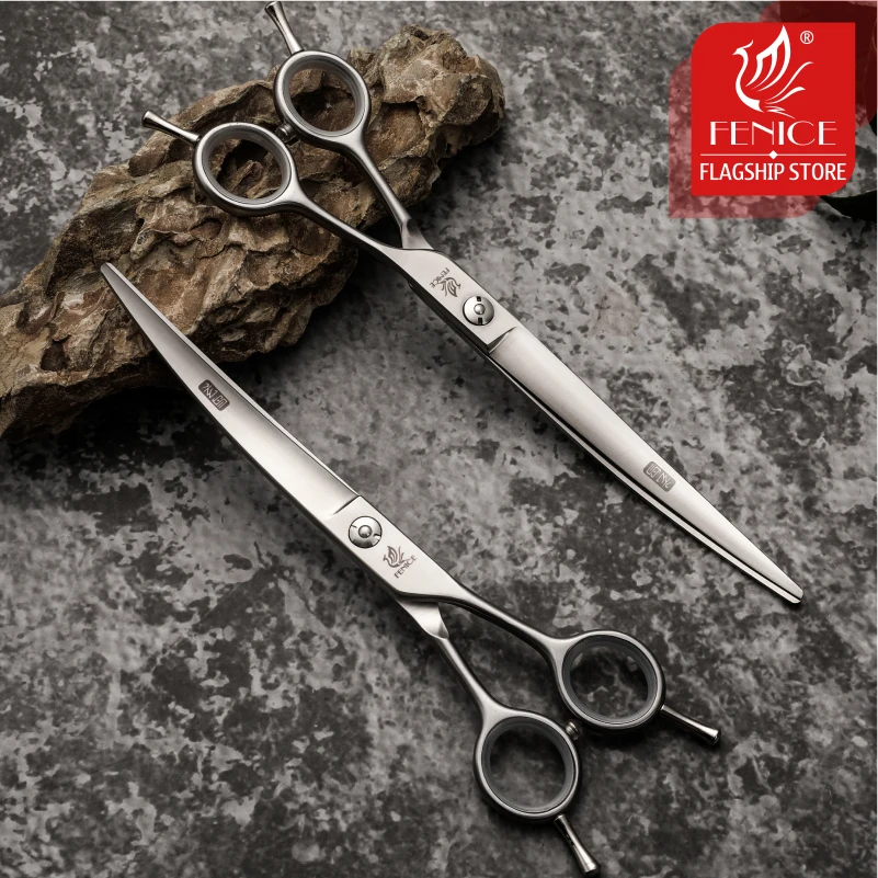 Fenice Professional Curved Scissors Grooming Scissors for Dogs/Cats Pet Shears