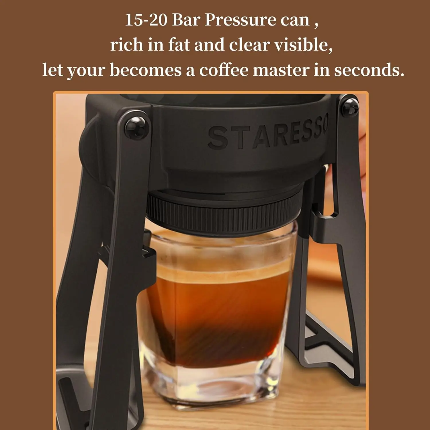 Portable Coffee Maker, Professional Travel Coffee Maker, 20Bar Pressure, 180ml Water Tank, Manual Portable Espress