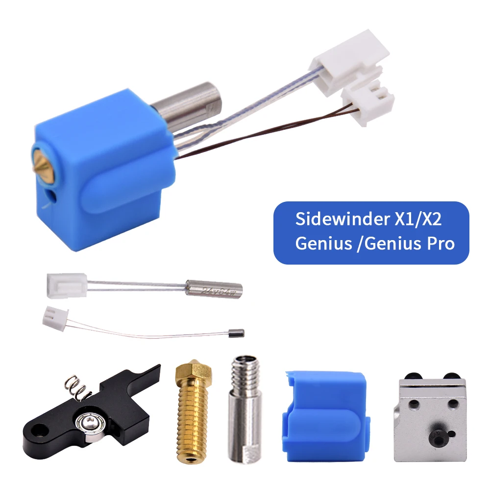 Sidewinder X1/X2 Genius Hotend 실리콘 양말 가열 튜브 서미스터 열 블록 화산 노즐 키트 목구멍 압출기