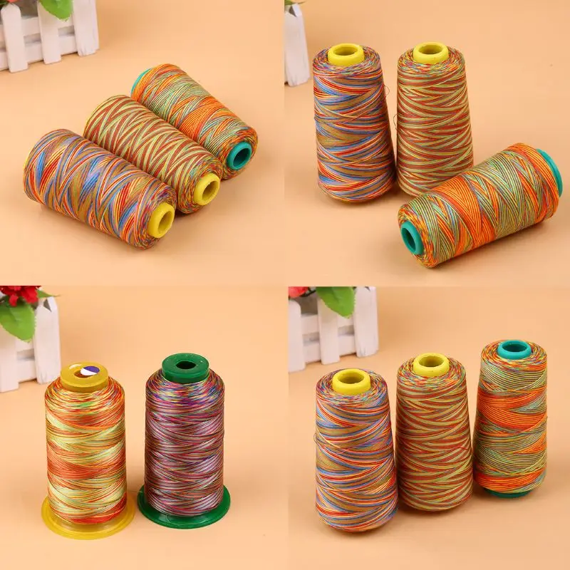 Yards Multicolored Graident Rainbow Polyester Embroidery Sewing Thread Stitching Yarn DIY Knitting Accessories