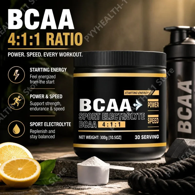 BCAA Sport Electrolyte Powder 4:1:1, Soporte Energético para Adultos, Potencia y Velocidad, 30 Porciones