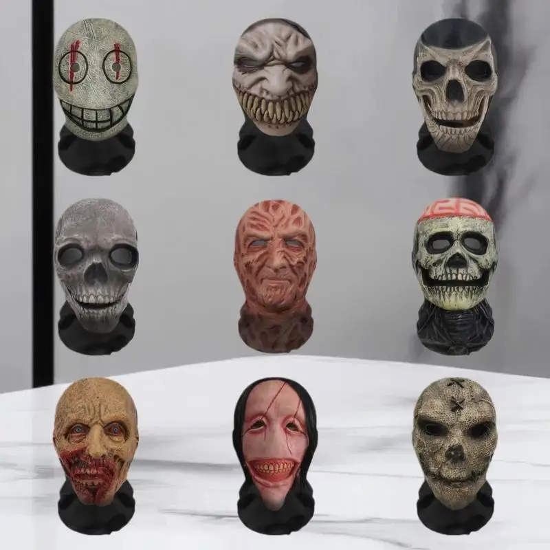Skull Headdress Funny Party Halloween Horror Cosplay Props Halloween Ghost Face 3D Printed Mask Stretch Mesh Full Face Mask