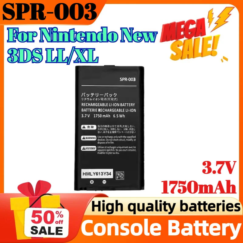 

SPR-003 3.7V 1750mAh Rechargeable Lithium Battery Pack for Nintendo New 3DS LL/XL Console Replacement Battery