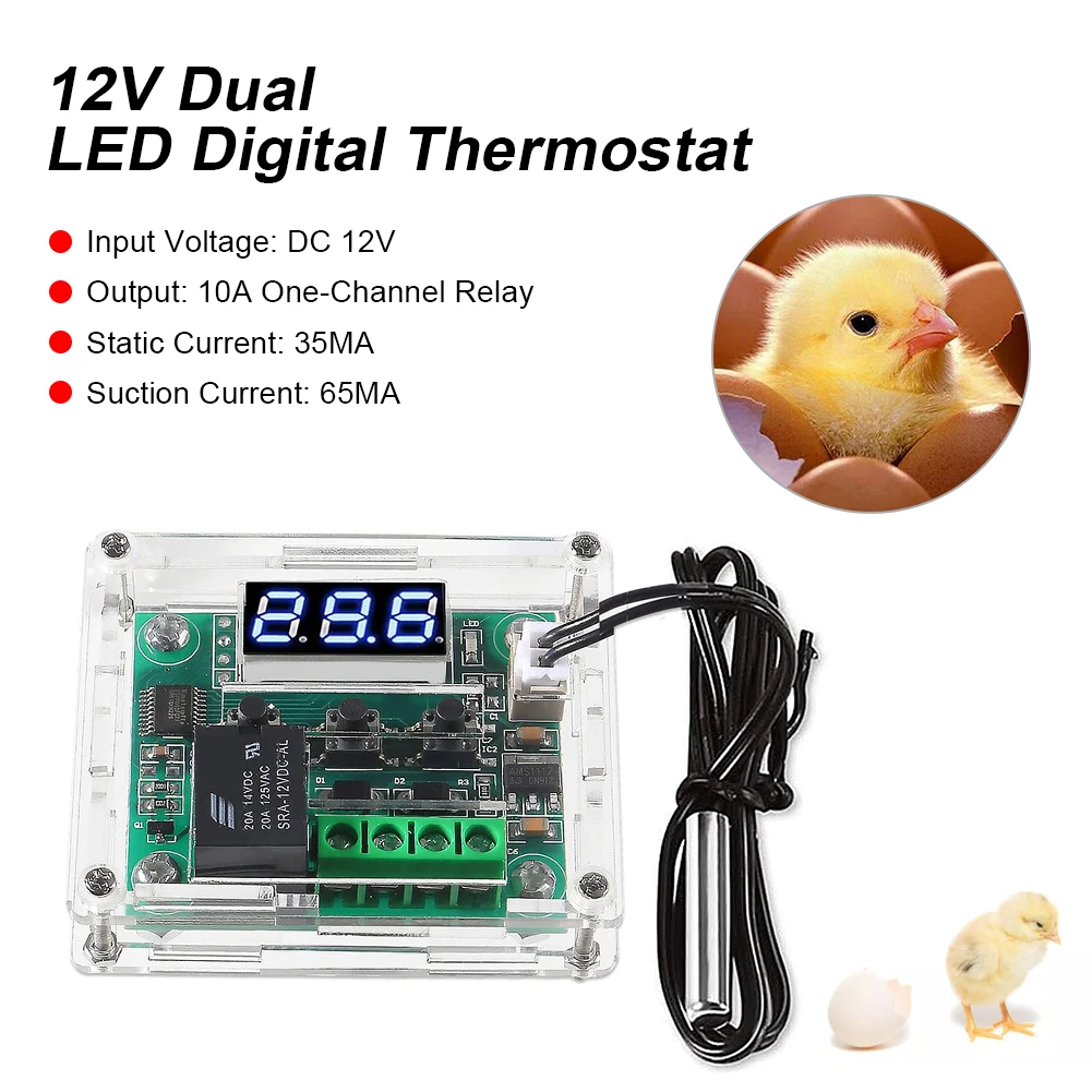 W1209 Mini termostato DC 12V regolatore di temperatura digitale-50-110 ℃ termostato di incubazione interruttore di controllo della temperatura con