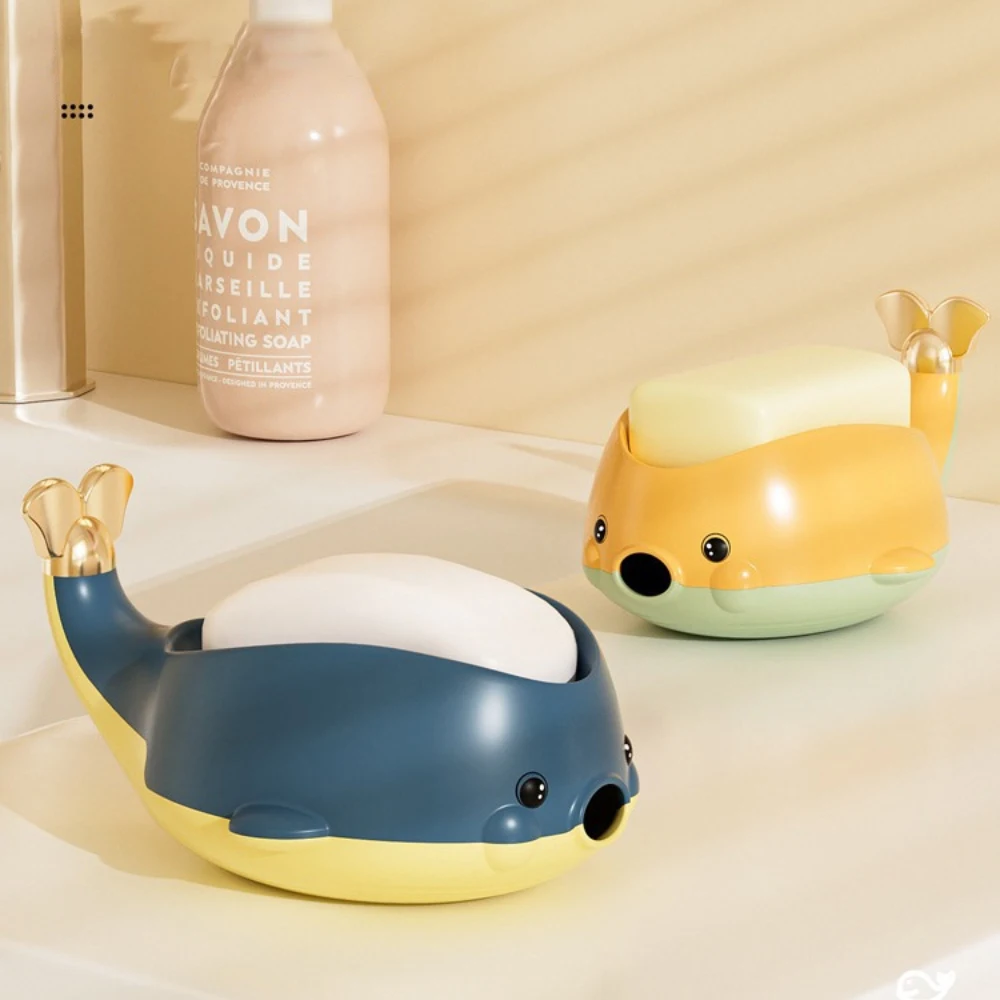 One Whale soap box - Whale Soap box with thick drain soap shelf Large household bathroom cute soap box