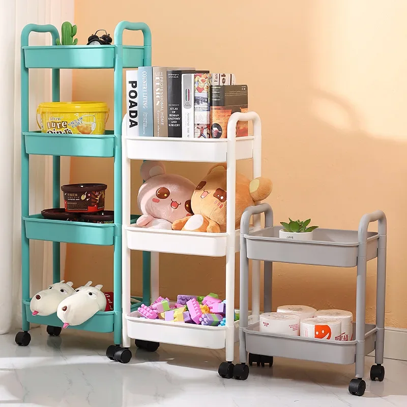 Plastic Movable with Handle Multi-Tier Rolling Cart Trolley Rolling For Nursery Trolley Cart