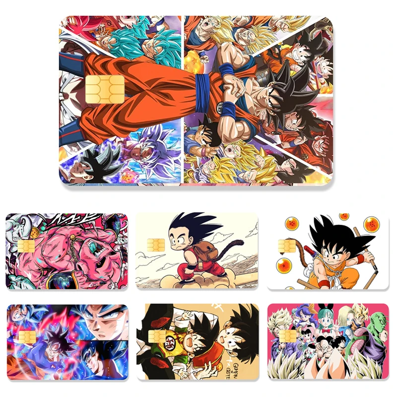 Dragon Ball Credit Chip Card Cartoon Goku Handsome Creativity Waterproof Stickers Stickers Big and Small Chip Sticker Birthday